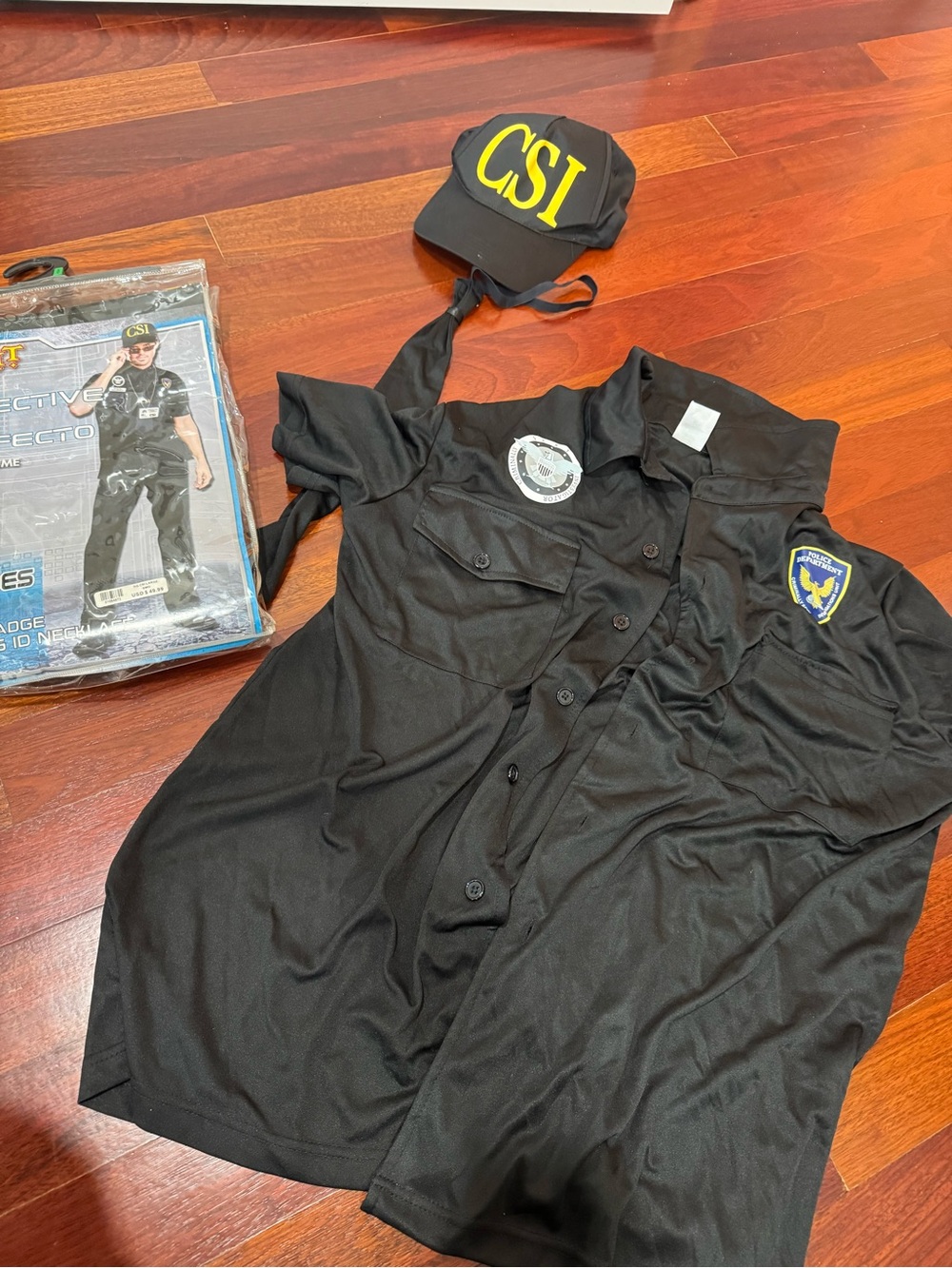 Black CSI Costume Shirt and Cap Set for Men
